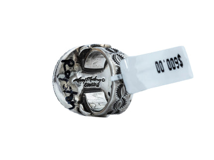 Silver Stamped Cigar Band featuring a Royston Turquoise Gem by Terry Martinez