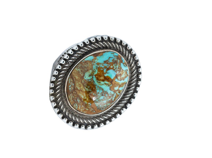 Silver Stamped Cigar Band featuring a Royston Turquoise Gem by Terry Martinez