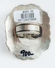 Load image into Gallery viewer, Flat Oxidized Stamped Ring by Navajo Silversmith Matthew Charley
