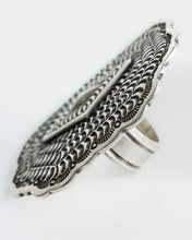 Load image into Gallery viewer, Flat Oxidized Stamped Ring by Navajo Silversmith Matthew Charley
