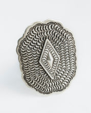 Load image into Gallery viewer, Flat Oxidized Stamped Ring by Navajo Silversmith Matthew Charley
