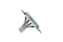 Load image into Gallery viewer, Silver Flat Morenci Turquoise Ring by Navajo Silversmith Tommy Jackson
