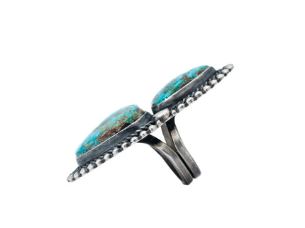 Heavy Gauge Oxidized Silver Ring By Navajo Silversmith Readda R. Begay