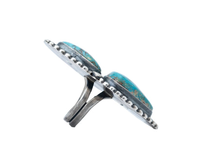 Heavy Gauge Oxidized Silver Ring By Navajo Silversmith Readda R. Begay