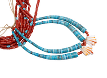 Load image into Gallery viewer, Close-up of Navajo coral jacloo beaded necklace on a white background

