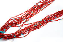 Load image into Gallery viewer, Red and turquoise jackla necklace on a white background
