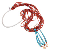Load image into Gallery viewer, Navajo Coral Jacloo necklace with a white cord on a white background
