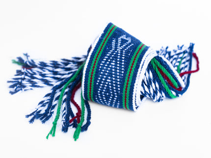 Navajo Blue with Green and Red Stripes Sash Belt