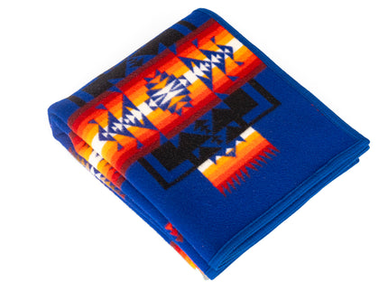 Pendleton Blanket Blue with Hues of Red and Orange