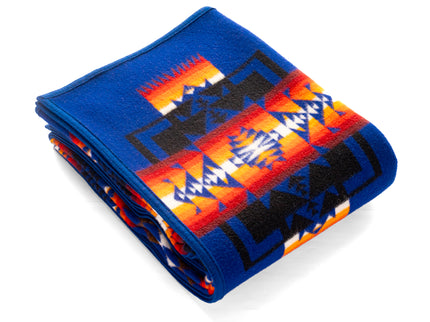 Pendleton Blanket Blue with Hues of Red and Orange