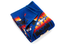 Load image into Gallery viewer, Blue Pendleton Blanket folded Up Showing main Design
