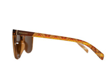 Load image into Gallery viewer, Brown Pendleton Sunglasses with a colorful patterned arm on a white background
