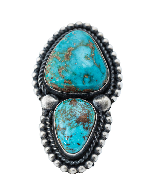 Heavy Gauge Oxidized Silver Ring By Navajo Silversmith Readda R. Begay