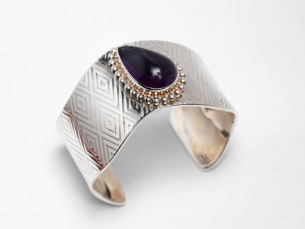 Benson Manygoats Diamond Stamped Bracelet with Sugalite