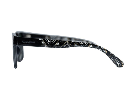 Black Pendleton patterned sunglasses on a light gray background