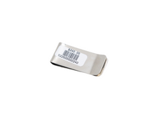 Load image into Gallery viewer, Back of a sterling silver Navajo money clip with coral and turquoise stones  on a white background
