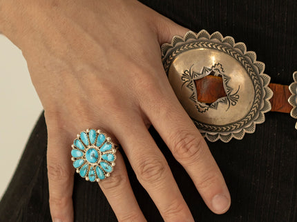 Medium Circle Sleeping Beauty Turquoise Cluster Ring