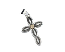 Load image into Gallery viewer, 18k Gold and Silver Cross Stamped and Signed Matthew Charley Pendant
