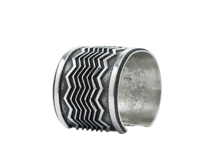 Aaron Anderson Navajo Tufa Cast Cuff with a Shiny Wave Overlay