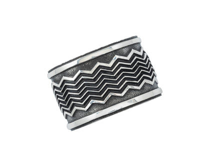Aaron Anderson Navajo Tufa Cast Cuff with a Shiny Wave Overlay