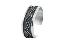 Load image into Gallery viewer, Aaron Anderson Tufa Shadow Cast Cuff with a Zigzag Shadow Overlay
