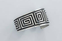Load image into Gallery viewer, Aaron Anderson Navajo Tufa Cast with Continuous Square Maze Cuff
