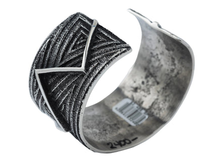 Aaron Anderson Navajo Tufa Cast with a Shiny Silver Zig-zag Overlay