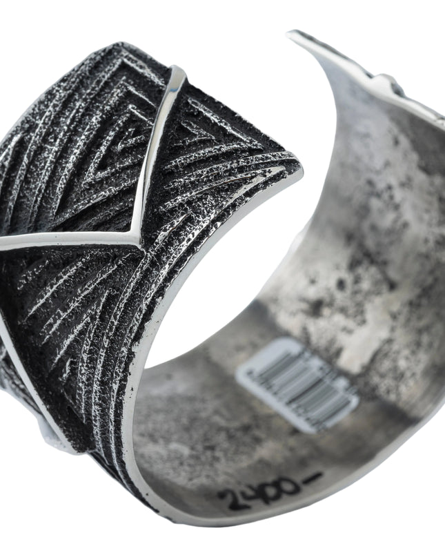 Aaron Anderson Navajo Tufa Cast with a Shiny Silver Zig-zag Overlay