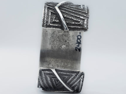 Aaron Anderson Navajo Tufa Cast with a Shiny Silver Zig-zag Overlay