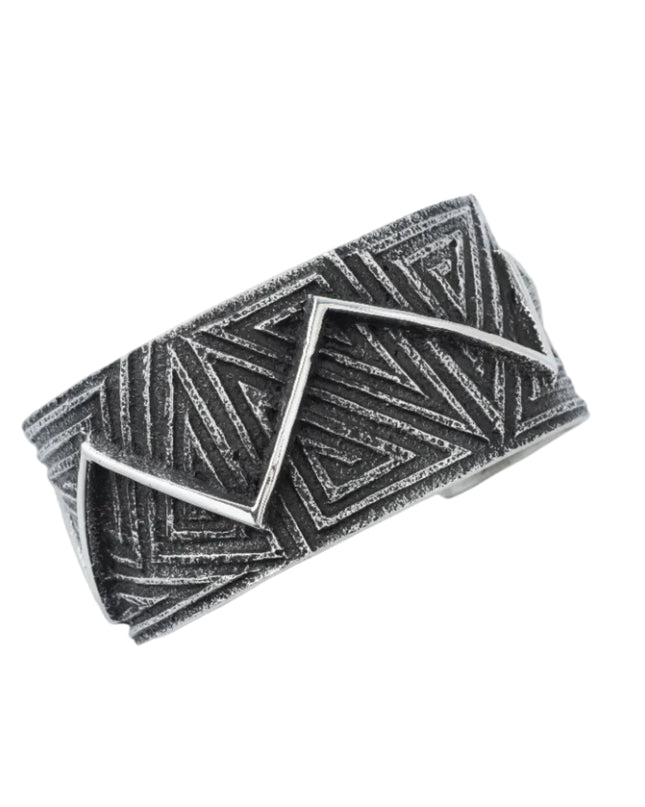Aaron Anderson Navajo Tufa Cast with a Shiny Silver Zig-zag Overlay