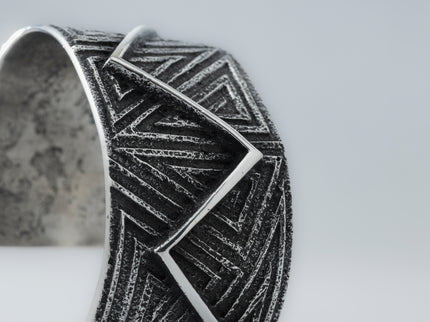 Aaron Anderson Navajo Tufa Cast with a Shiny Silver Zig-zag Overlay