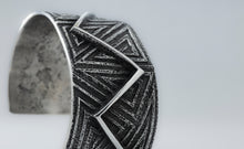 Load image into Gallery viewer, Aaron Anderson Navajo Tufa Cast with a Shiny Silver Zig-zag Overlay
