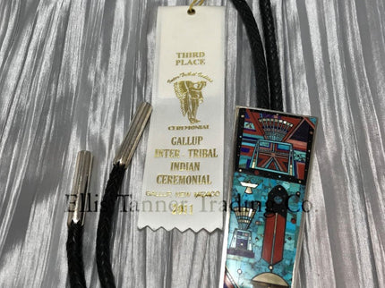 Ervin P. Tsosie Mixed Gemstone Inlay Bolo Tie