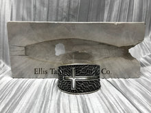 Load image into Gallery viewer, Silver Tufa Cast Cuff, Large Cross Cutout from the center to the side opening 
