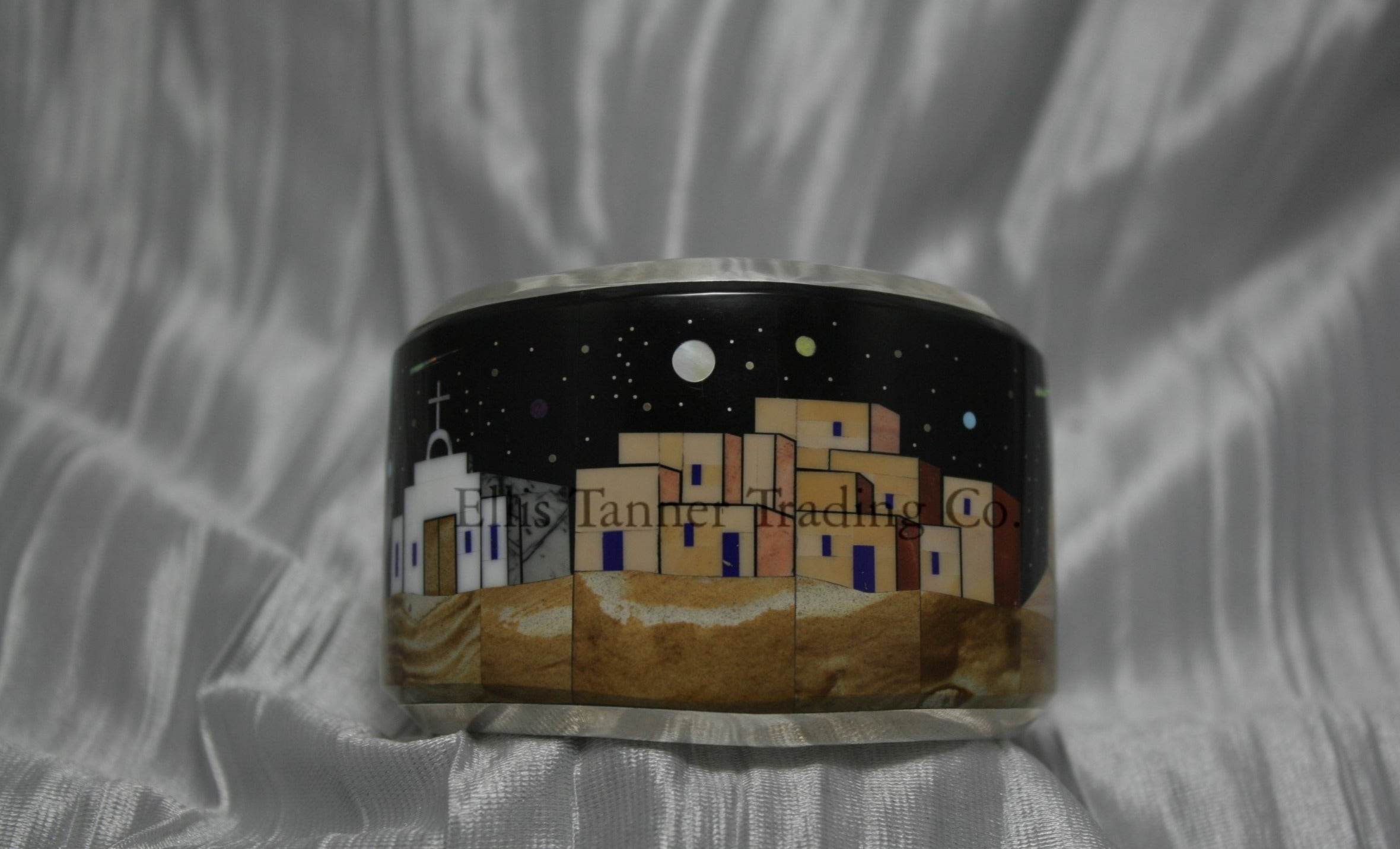 Desson Inlay Calvin Desson Pueblo Inlay Silver Bracelet – Ellis Tanner Trading Co.