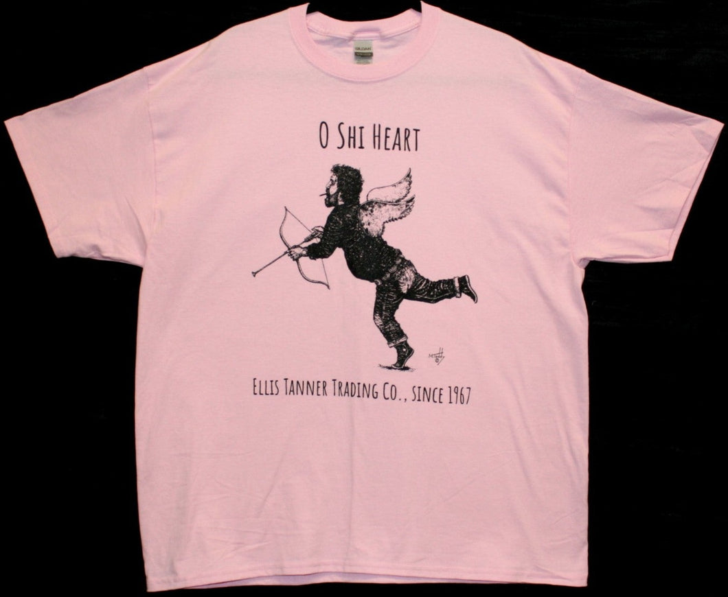 T-shirt with a picture of Ellis Tanner with wings and bow and arrow with the words 