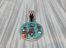 Load image into Gallery viewer, Ervin Tsosie Turquoise Circle inlaid Pendant
