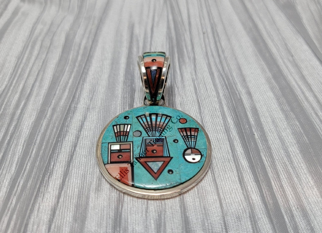 Ervin Tsosie Turquoise Circle inlaid Pendant