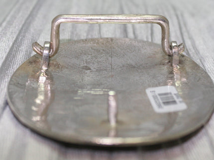 A Silver Buckle Flat Backside, with buckle loop standing.
