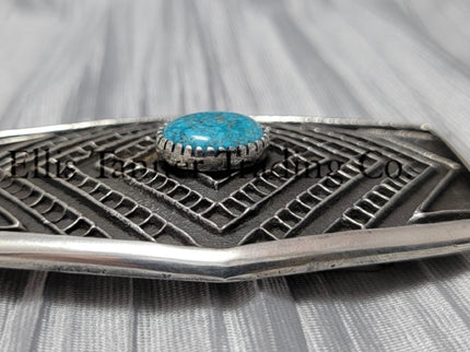 Harrison Jim Silver Belt Buckle with Kingman Turquoise Stone