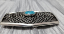 Load image into Gallery viewer, Harrison Jim Silver Belt Buckle with Kingman Turquoise Stone
