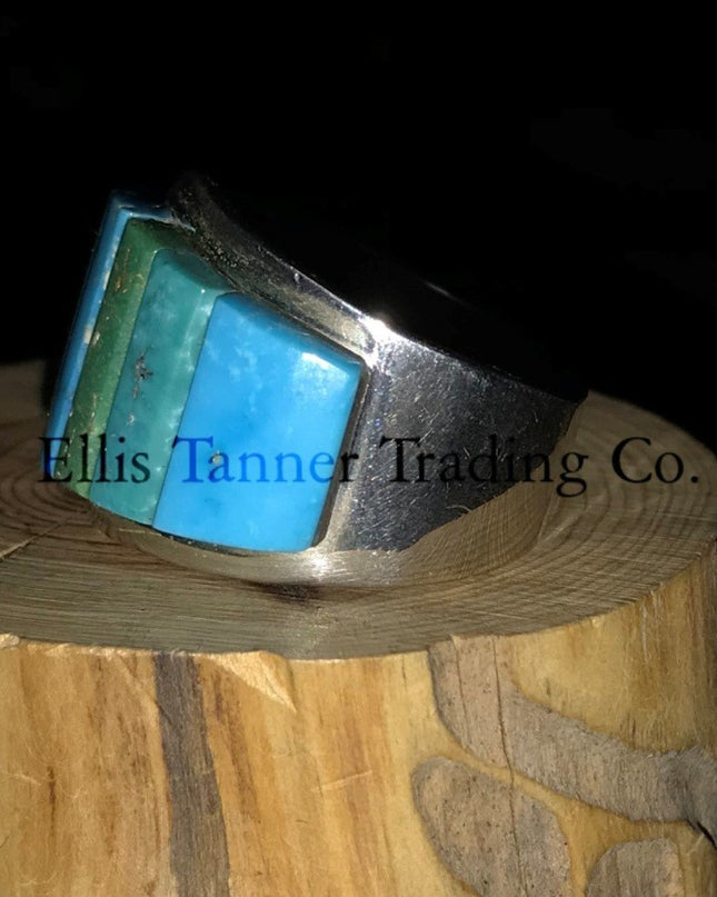 Kingman and Royston cobblestone Inlayed Ring, zoomed side view, 